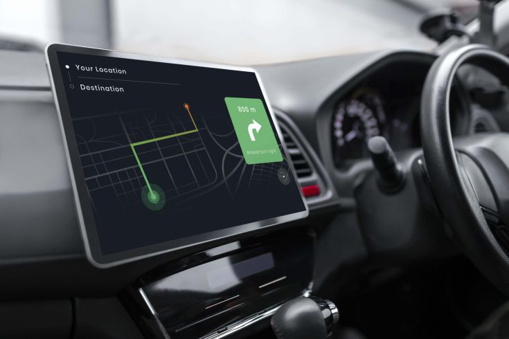Sistema GPS em um carro autônomo.