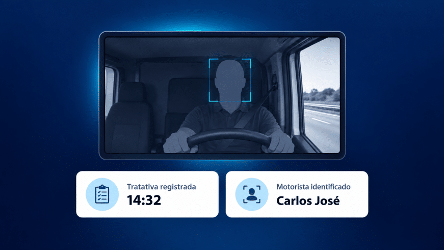 Ilustração de identificação de motorista e registro de tratativa em vídeo
